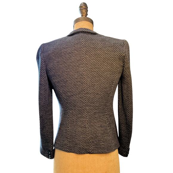 Vintage Armani Collezioni Small Jacket Black Herringbone Blazer Made in Italy - Picture 6 of 12